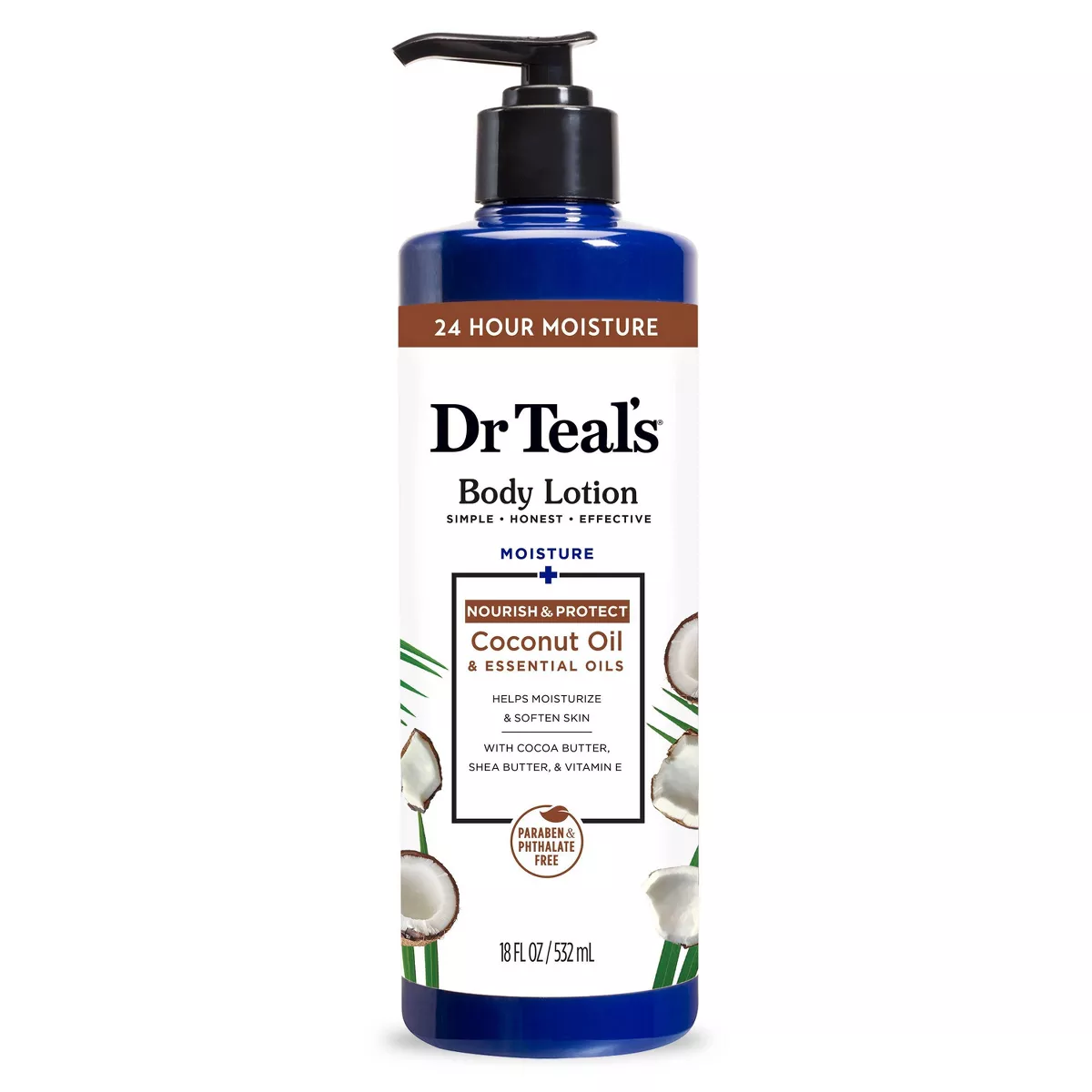 Dr Teals Moisture Plus Nourishing Body Lotion, Coconut Oil, 18 Oz